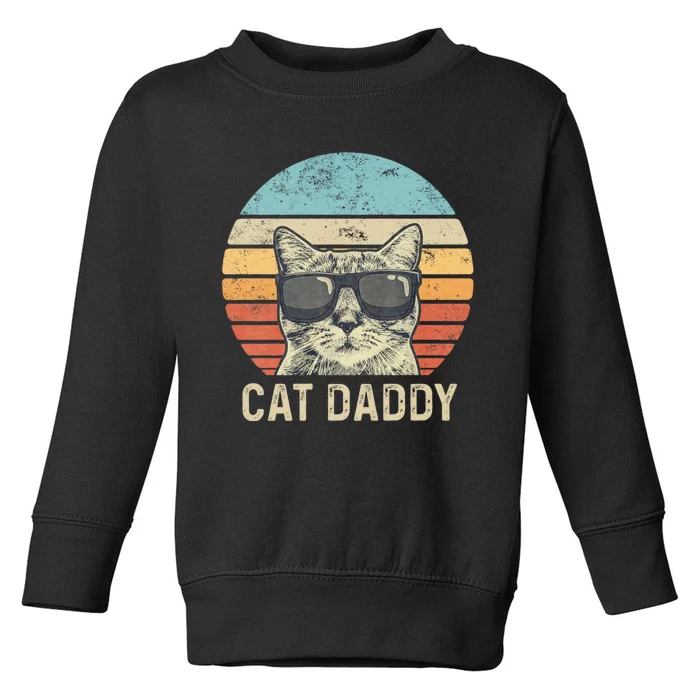 Cat Daddy Retro Cat Sunglasses Cool Cat Dad Gift Fathers Day Toddler Sweatshirt