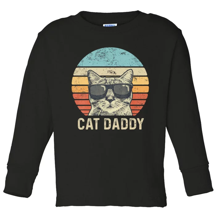 Cat Daddy Retro Cat Sunglasses Cool Cat Dad Gift Fathers Day Toddler Long Sleeve Shirt