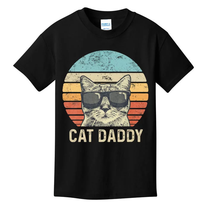 Cat Daddy Retro Cat Sunglasses Cool Cat Dad Gift Fathers Day Kids T-Shirt