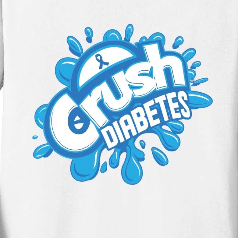 Crush Diabetes Ribbon Diabetes Awareness Kids Long Sleeve Shirt