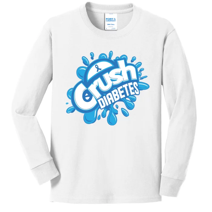 Crush Diabetes Ribbon Diabetes Awareness Kids Long Sleeve Shirt