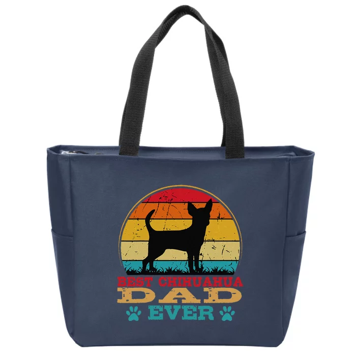 Chihuahua Dad Retro Vintage Dog Owner Breeder Fathers Day Zip Tote Bag