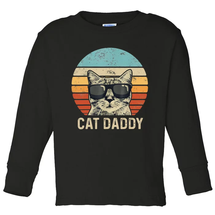 Cat Daddy Retro Cat Sunglasses Cool Cat Dad Gift Fathers Day Toddler Long Sleeve Shirt