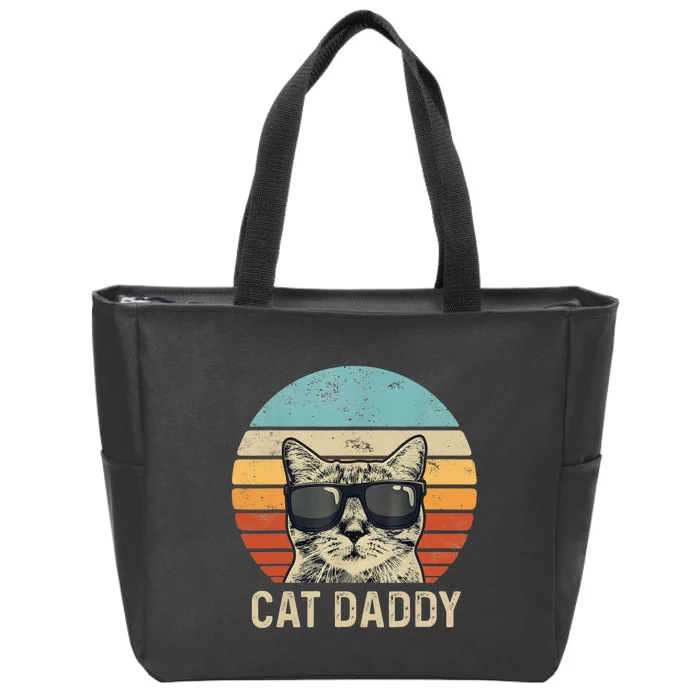 Cat Daddy Retro Cat Sunglasses Cool Cat Dad Gift Fathers Day Zip Tote Bag