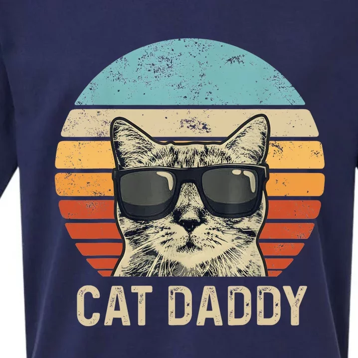 Cat Daddy Retro Cat Sunglasses Cool Cat Dad Gift Fathers Day Sueded Cloud Jersey T-Shirt