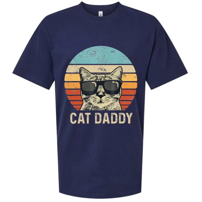 Cat Daddy Retro Cat Sunglasses Cool Cat Dad Gift Fathers Day Sueded Cloud Jersey T-Shirt