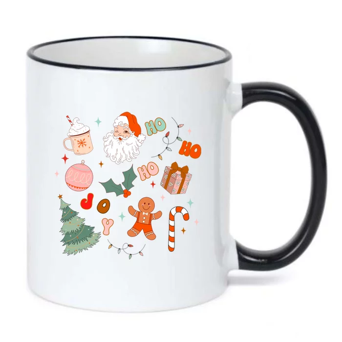 Christmas Doodle Retro Santa Holiday Season Gift Black Color Changing Mug