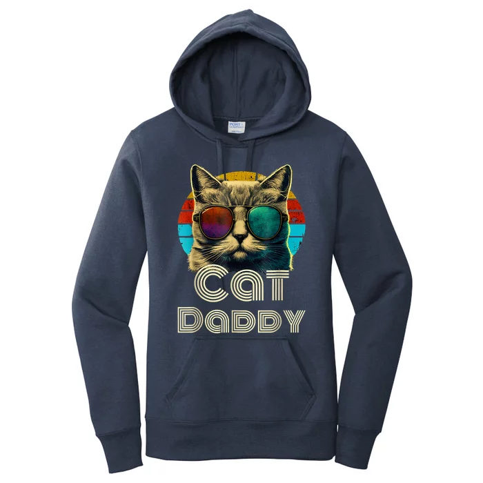 Cat Daddy, Retro Cat Dad, 80s, 90s, Vintage Women's Pullover Hoodie