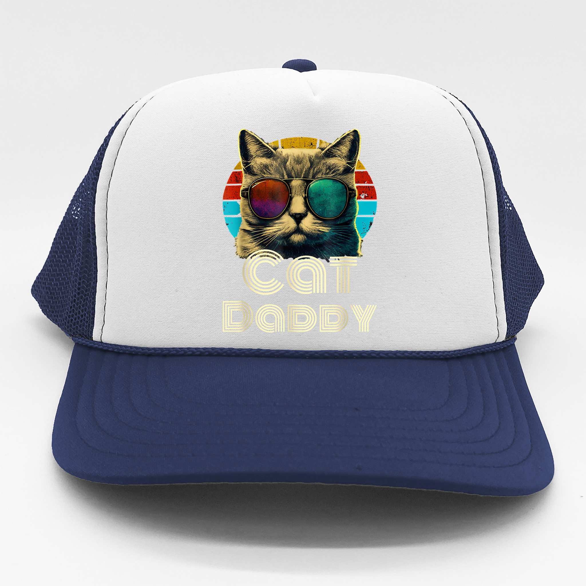 Cat Daddy, Retro Cat Dad, 80s, 90s, Vintage Trucker Hat