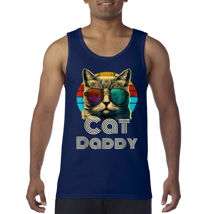 Cat Daddy, Retro Cat Dad, 80s, 90s, Vintage Tank Top