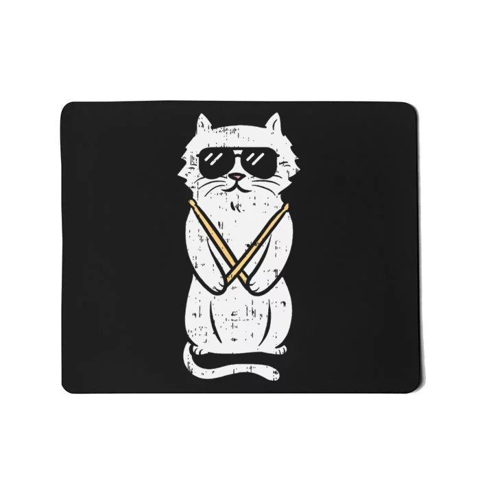 Cat Drumstick Rock Music Drumming Animal Pet Drummer Gift Mousepad