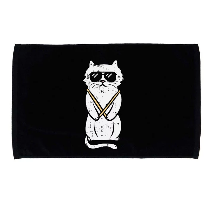 Cat Drumstick Rock Music Drumming Animal Pet Drummer Gift Microfiber Hand Towel