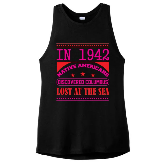 Columbus Day Reflection Graphic Ladies Tri-Blend Wicking Tank