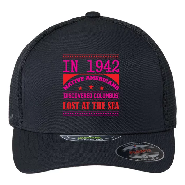 Columbus Day Reflection Graphic Flexfit Unipanel Trucker Cap