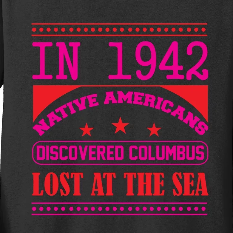 Columbus Day Reflection Graphic Kids Long Sleeve Shirt