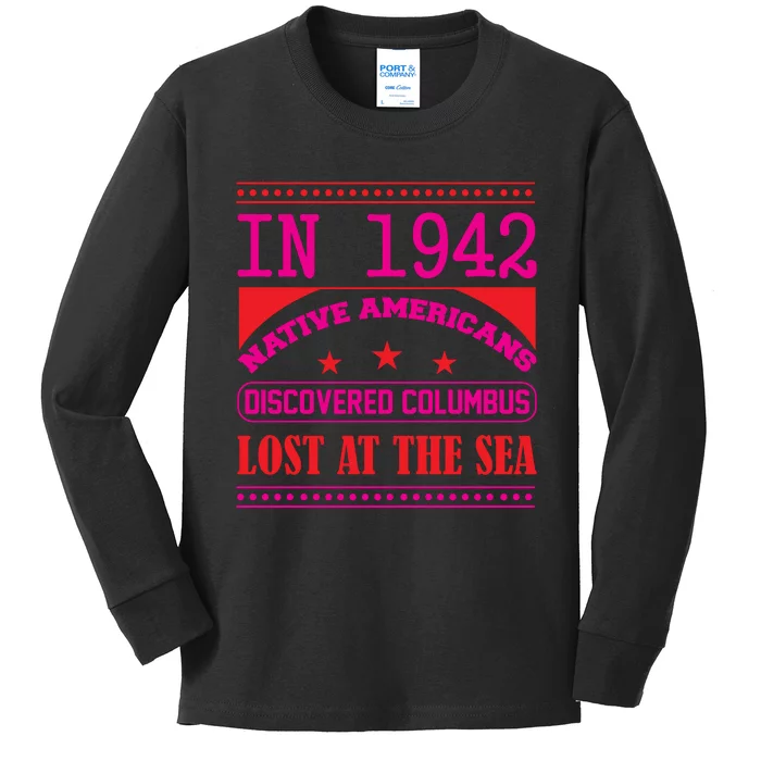 Columbus Day Reflection Graphic Kids Long Sleeve Shirt