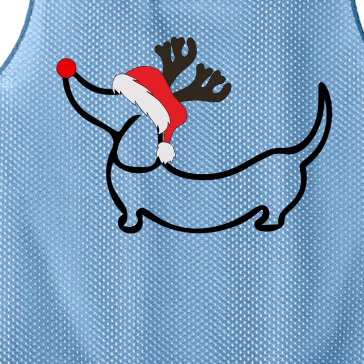 Christmas Dachshund Reindeer In Santa Hat Gift Mesh Reversible Basketball Jersey Tank