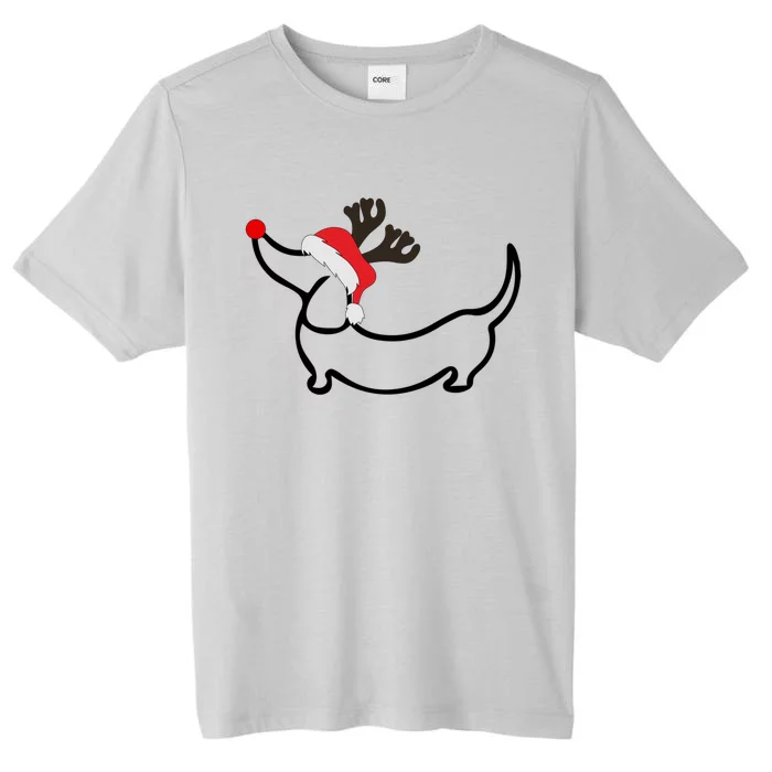 Christmas Dachshund Reindeer In Santa Hat Gift ChromaSoft Performance T-Shirt