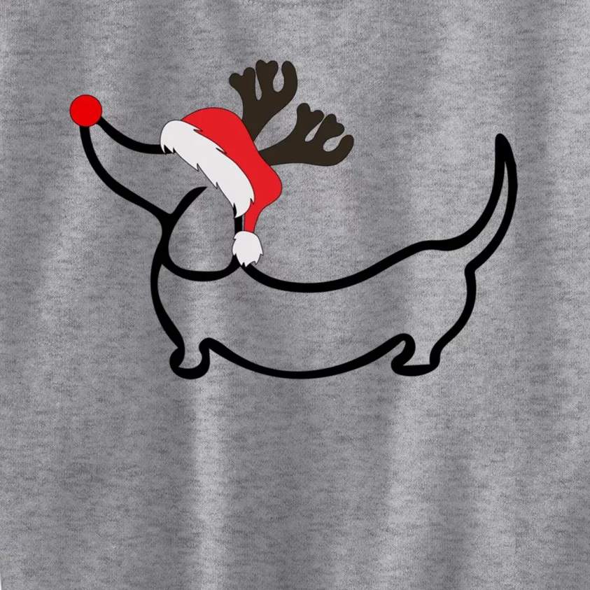 Christmas Dachshund Reindeer In Santa Hat Gift Kids Sweatshirt