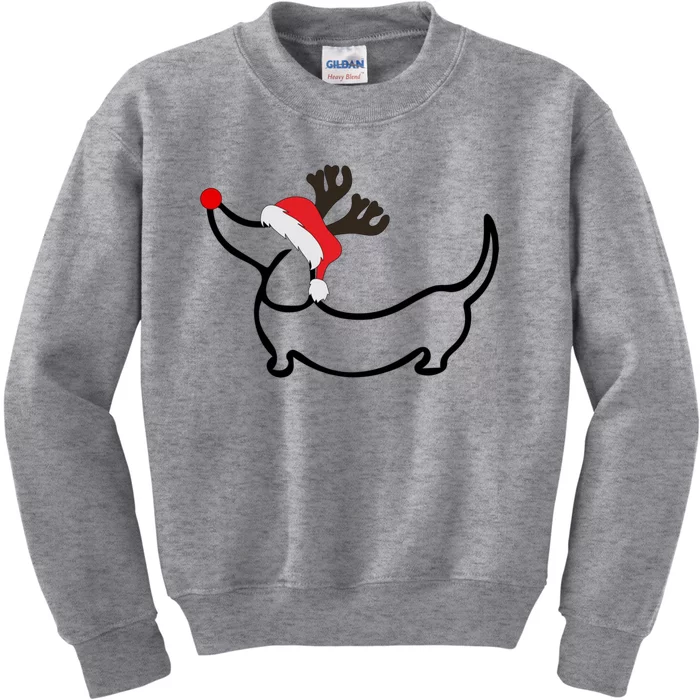 Christmas Dachshund Reindeer In Santa Hat Gift Kids Sweatshirt