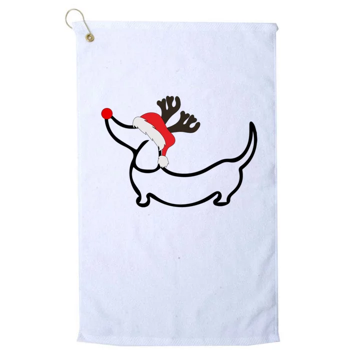 Christmas Dachshund Reindeer In Santa Hat Gift Platinum Collection Golf Towel