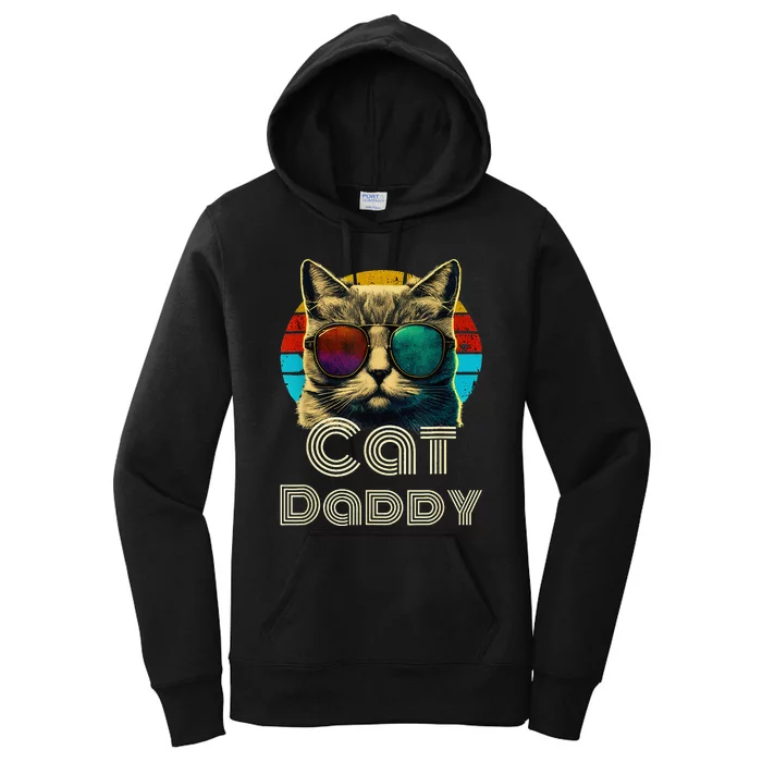 Cat Daddy, Retro Cat Dad, 80s, 90s, Vintage Women's Pullover Hoodie