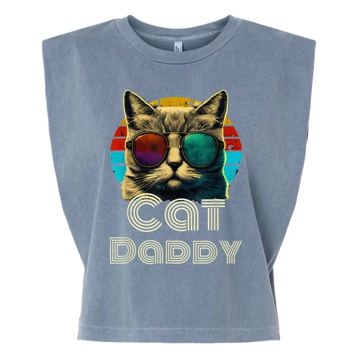 Cat Daddy, Retro Cat Dad, 80s, 90s, Vintage Garment-Dyed Women's Muscle Tee