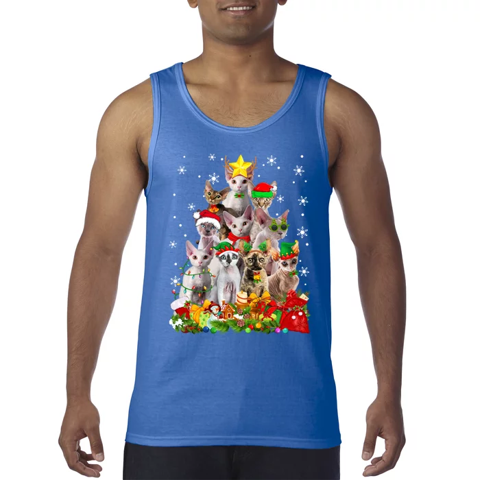 Christmas Devon Rex Cat Funny Xmas Tree Family Matching Gift Tank Top