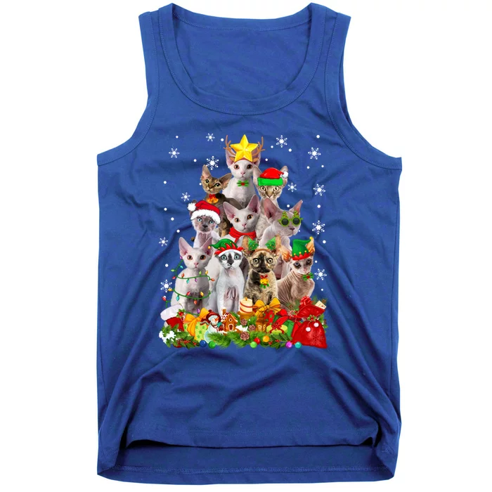 Christmas Devon Rex Cat Funny Xmas Tree Family Matching Gift Tank Top