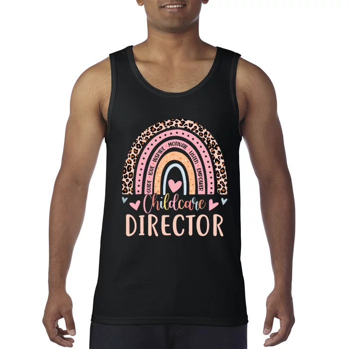 Childcare Director Rainbow Leopard Print Daycare Provider Tank Top