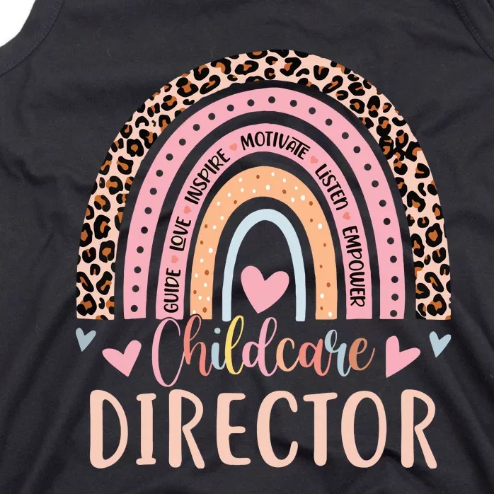 Childcare Director Rainbow Leopard Print Daycare Provider Tank Top