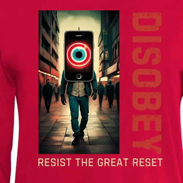 Conservative Disobey Resist The Great Reset Womens Cotton Relaxed Long Sleeve T-Shirt