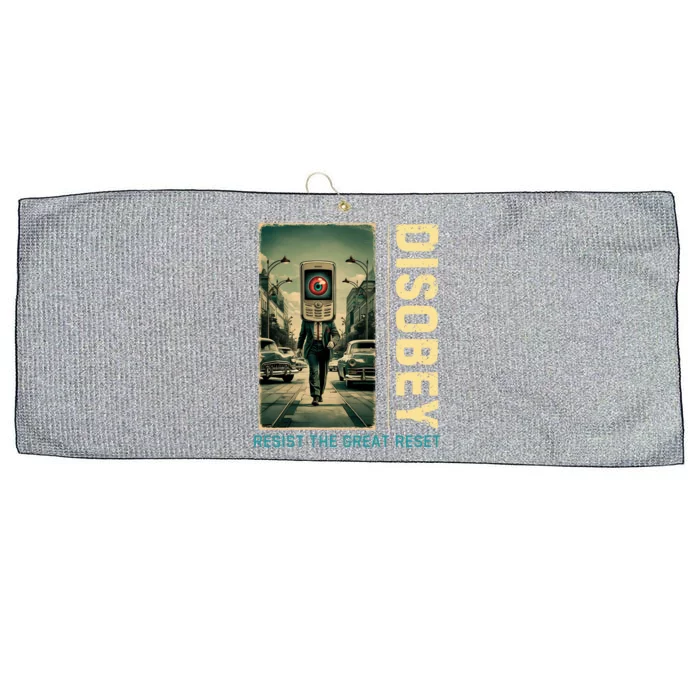 Conservative Disobey Resist The Great Reset Large Microfiber Waffle Golf Towel