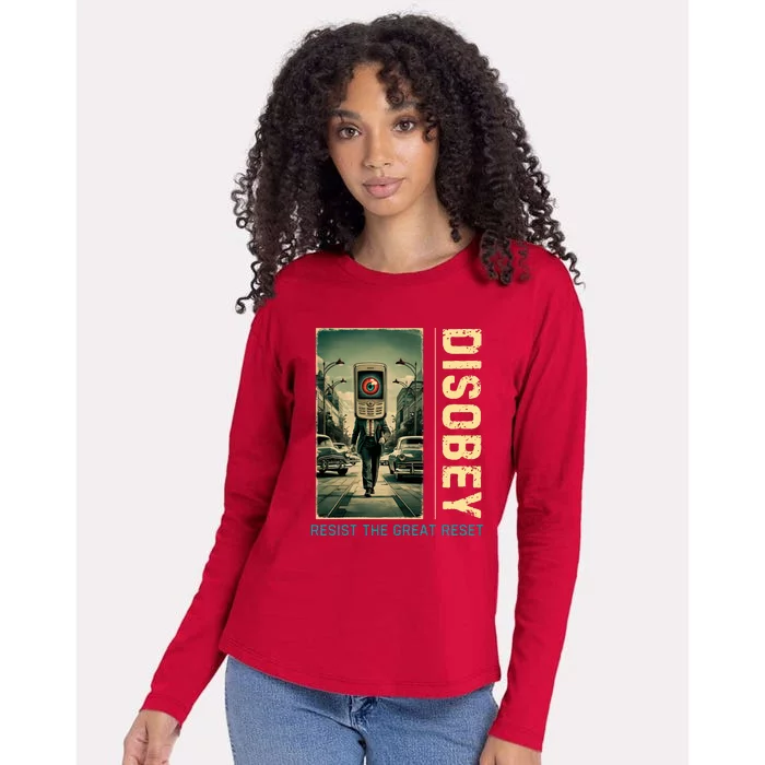 Conservative Disobey Resist The Great Reset Womens Cotton Relaxed Long Sleeve T-Shirt