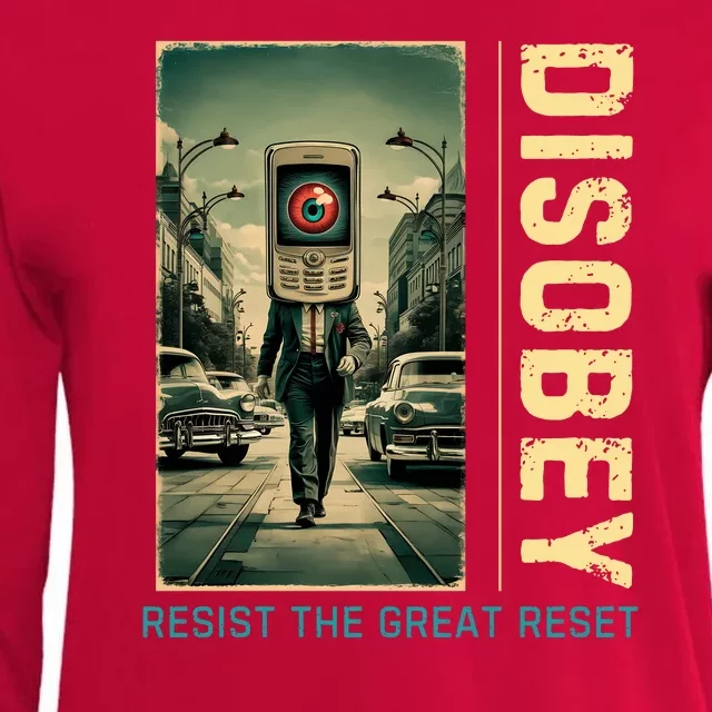 Conservative Disobey Resist The Great Reset Womens Cotton Relaxed Long Sleeve T-Shirt