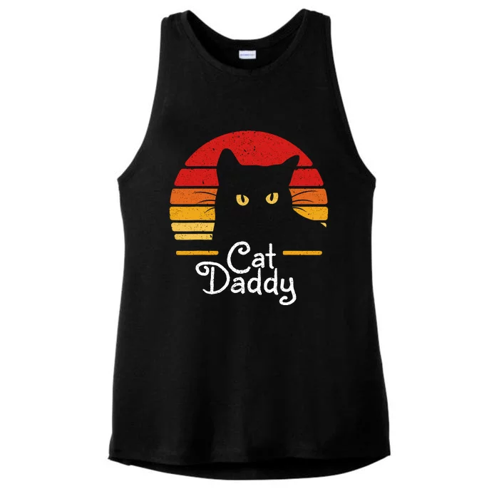 Cat Daddy Retro 70s 80s Black Cat Funny Cat Dad Gifts Ladies Tri-Blend Wicking Tank