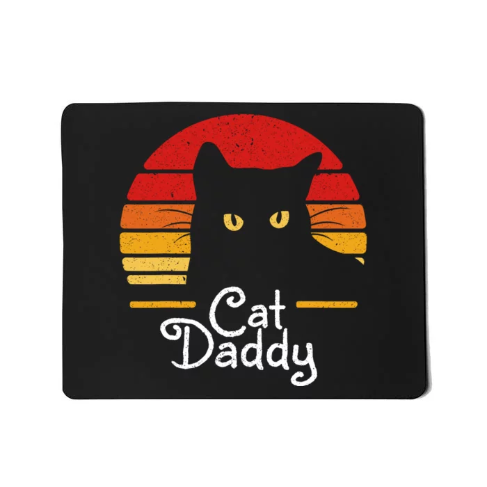 Cat Daddy Retro 70s 80s Black Cat Funny Cat Dad Gifts Mousepad