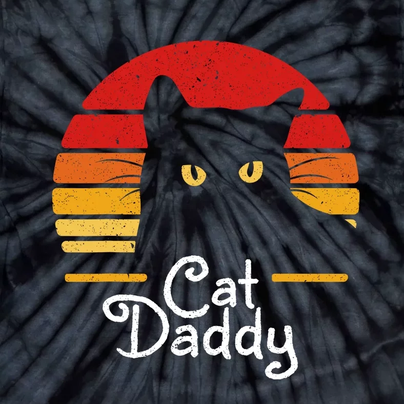 Cat Daddy Retro 70s 80s Black Cat Funny Cat Dad Gifts Tie-Dye T-Shirt