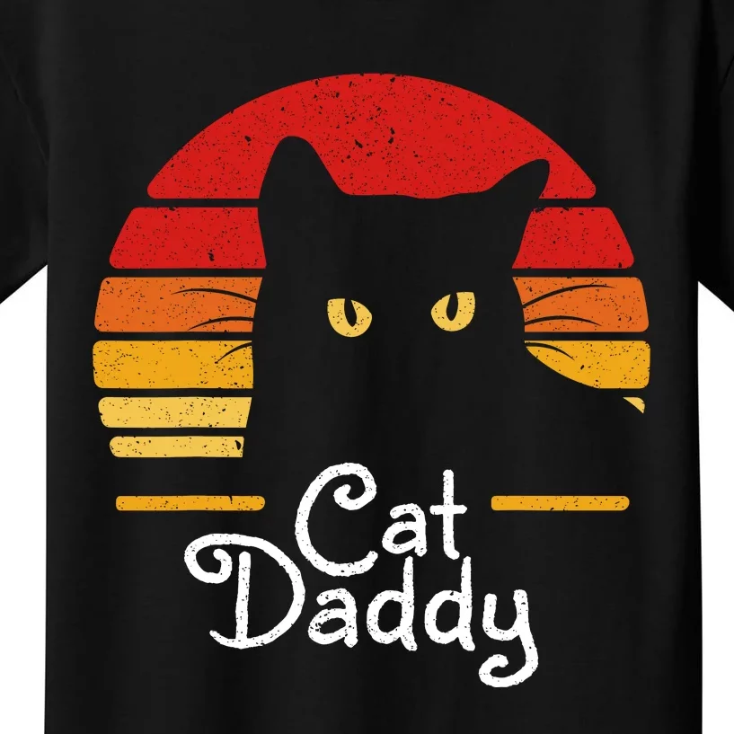 Cat Daddy Retro 70s 80s Black Cat Funny Cat Dad Gifts Kids T-Shirt