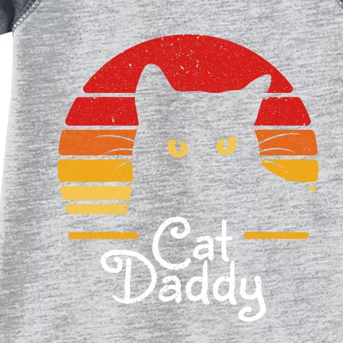 Cat Daddy Retro 70s 80s Black Cat Funny Cat Dad Gifts Infant Baby Jersey Bodysuit