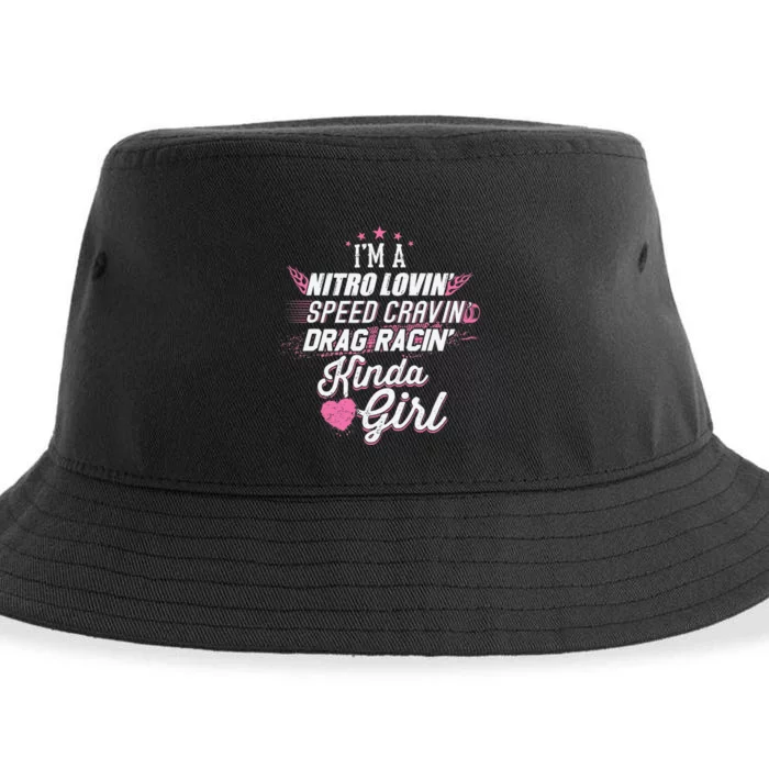 Cute Drag Racing Girl Nitro Lovin Speed Cravin Sustainable Bucket Hat