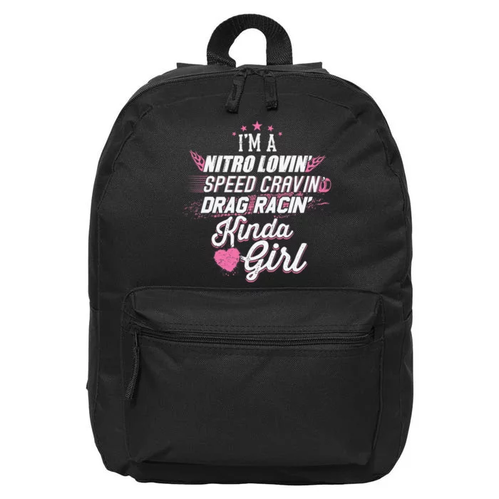 Cute Drag Racing Girl Nitro Lovin Speed Cravin 16 in Basic Backpack