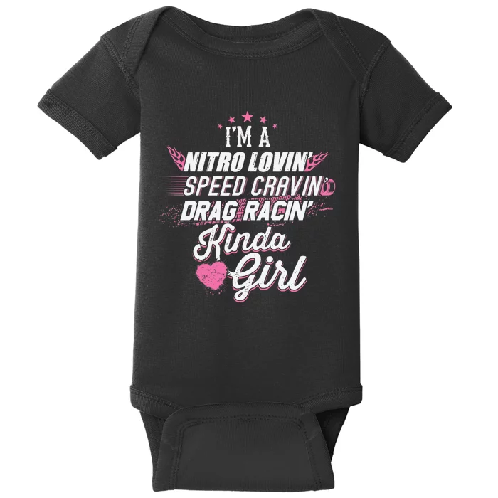 Cute Drag Racing Girl Nitro Lovin Speed Cravin Baby Bodysuit