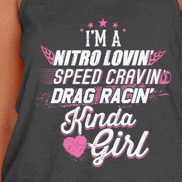 Cute Drag Racing Girl Nitro Lovin Speed Cravin Women's Knotted Racerback Tank