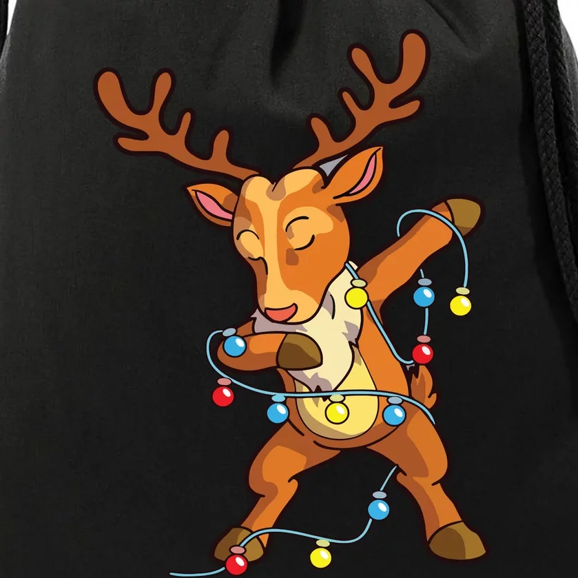 Christmas Dabbing Reindeer Cute Xmas Deer Drawstring Bag