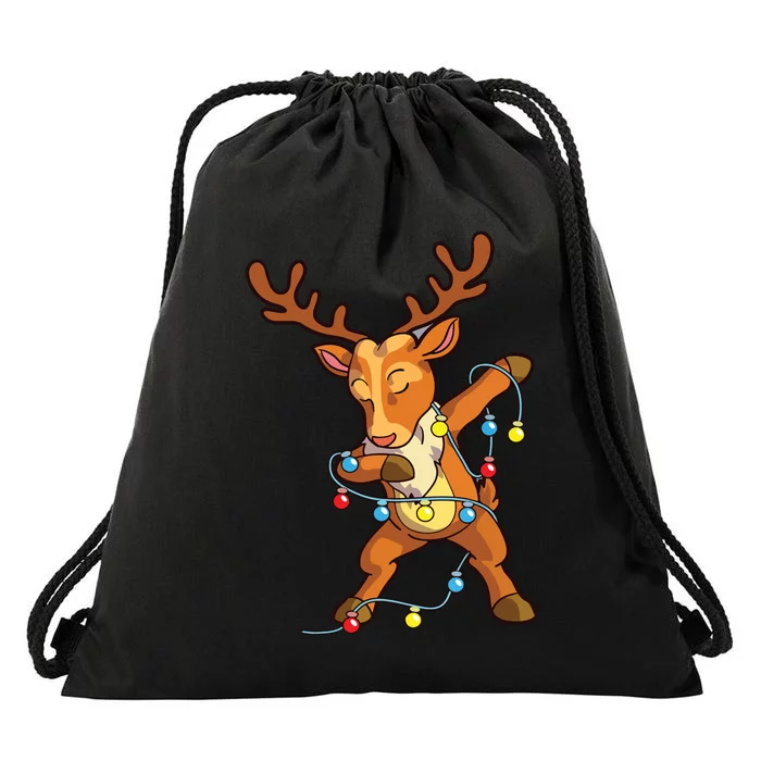 Christmas Dabbing Reindeer Cute Xmas Deer Drawstring Bag