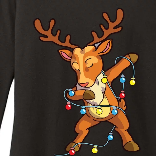 Christmas Dabbing Reindeer Cute Xmas Deer Womens CVC Long Sleeve Shirt