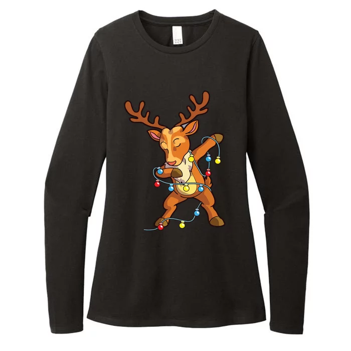 Christmas Dabbing Reindeer Cute Xmas Deer Womens CVC Long Sleeve Shirt