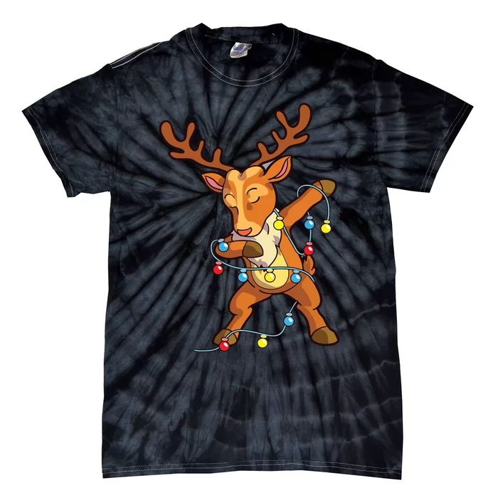 Christmas Dabbing Reindeer Cute Xmas Deer Tie-Dye T-Shirt