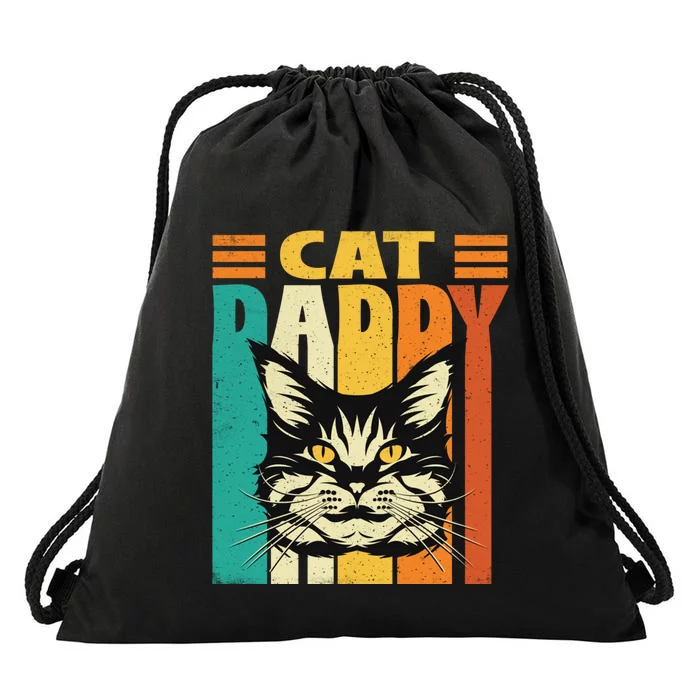 Cat Daddy Retro Vintage FatherS Day Pet Lover Drawstring Bag